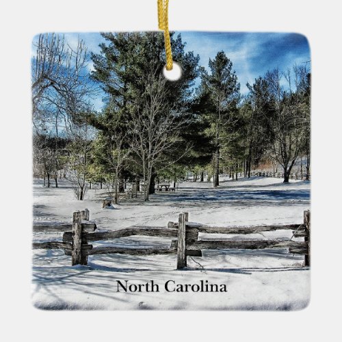North Carolina winter landscape Ceramic Ornament