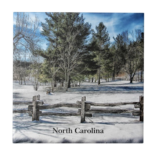 North Carolina winter landscape Ceramic Tile (Front)