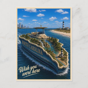 North Carolina Wish You Were Here State Series Postcard