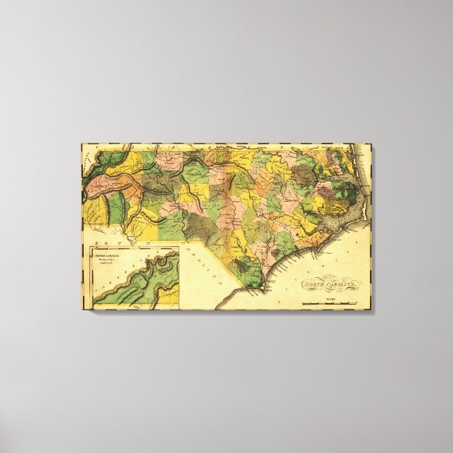 North CarolinaPanoramic Map Canvas Print (Front)