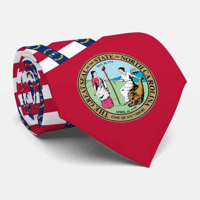 North Carolinian Flag & Seal, North Carolina Neck Tie (Rolled)