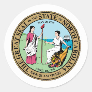 North Carolinian Seal, North Carolina Classic Round Sticker