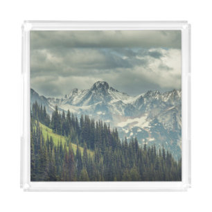North Cascade: Majestic Mountain Peak. Acrylic Tray