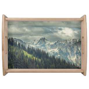 North Cascade: Majestic Mountain Peak. Serving Tray
