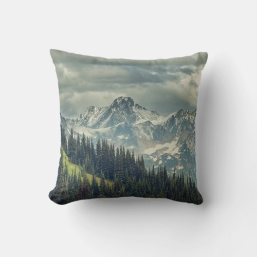 North Cascade Majestic Mountain Peak Throw Pillow