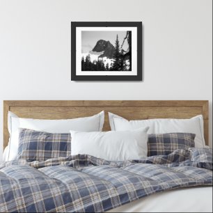 North Cascades Mountain Peak Black and White Framed Art