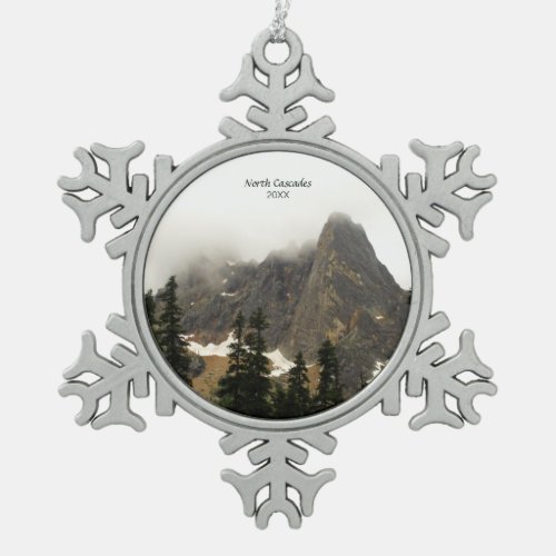 North Cascades Mountain Photo Snowflake Pewter Christmas Ornament