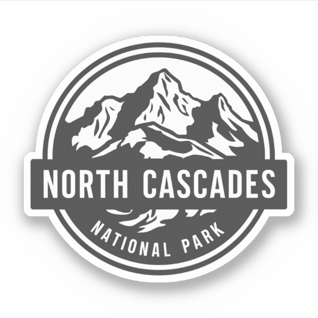 North Cascades National Park Black White Emblem  Sticker (Front)