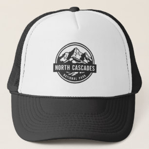 North Cascades National Park Black White Emblem  Trucker Hat