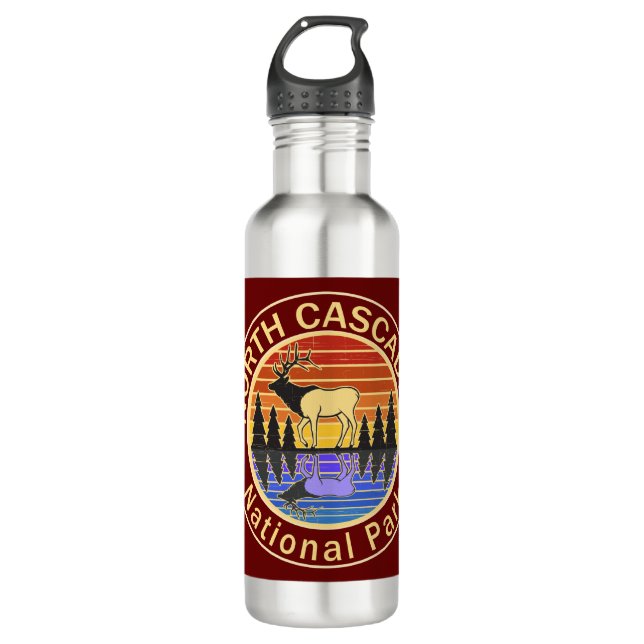 North Cascades National Park Elk Stainless Steel Water Bottle (Front)