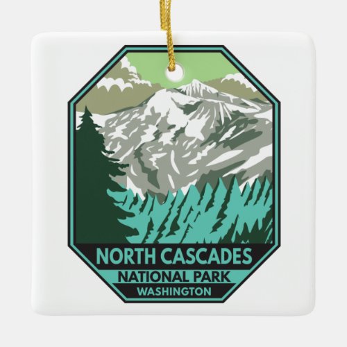 North Cascades National Park Goode Mountain Retro Ceramic Ornament