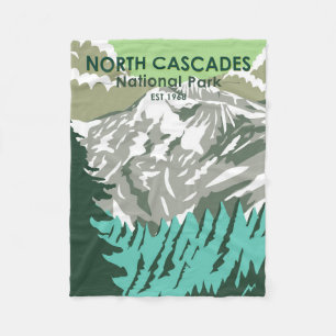 North Cascades National Park Goode Mountain Retro Fleece Blanket