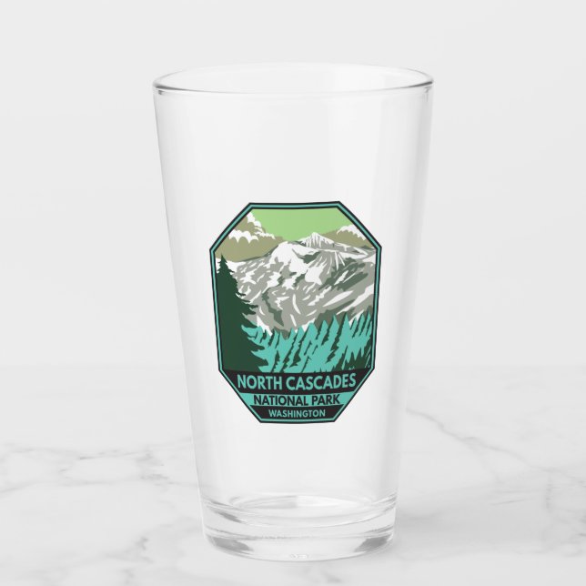 North Cascades National Park Goode Mountain Retro  Glass (Front)