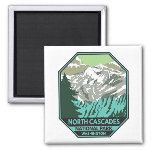 North Cascades National Park Goode Mountain Retro Magnet