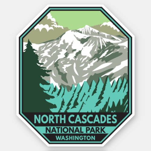 North Cascades National Park Goode Mountain Retro Sticker