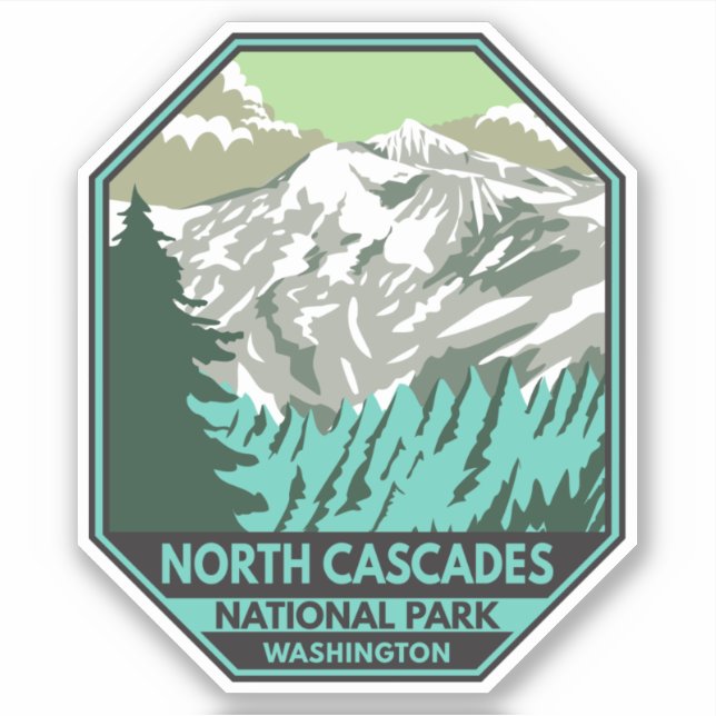 North Cascades National Park Goode Mountain Retro Sticker (Front)