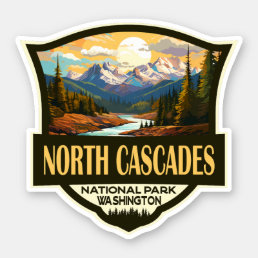 North Cascades National Park Illustration Travel Sticker