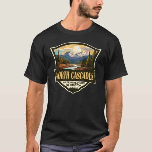 North Cascades National Park Illustration Travel T_Shirt