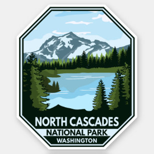 North Cascades National Park Minimal Retro Emblem Sticker