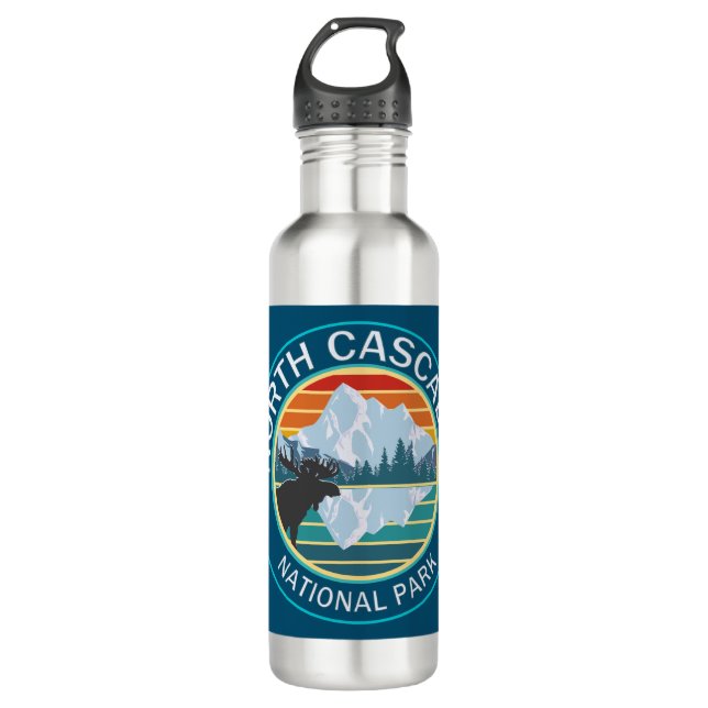 North Cascades National Park Moose Stainless Steel Water Bottle (Front)
