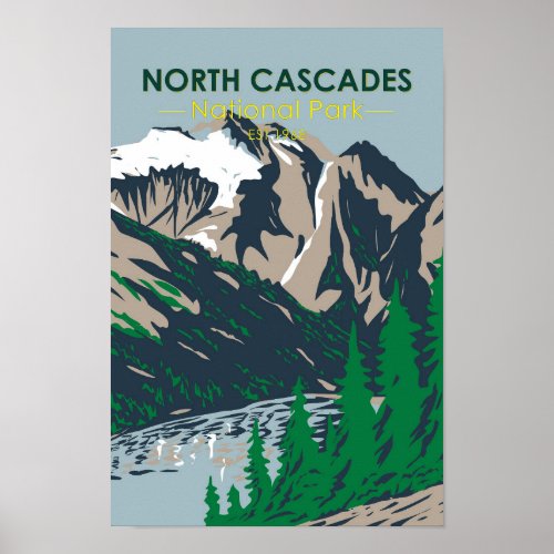 North Cascades National Park Mount Triumph Vintage Poster