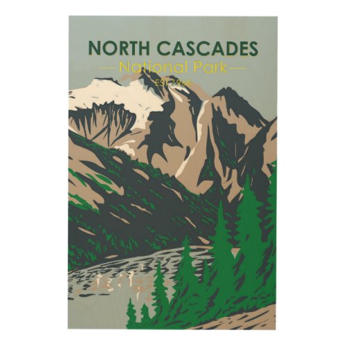 North Cascades National Park Mount Triumph Vintage Wood Wall Art