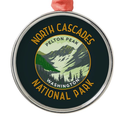 North Cascades National Park Retro Art Distressed Metal Ornament
