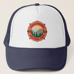 North Cascades National Park Retro Compass Emblem Trucker Hat