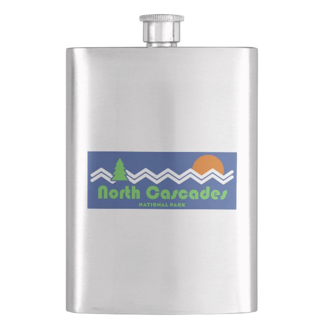 North Cascades National Park Retro Flask (Front)