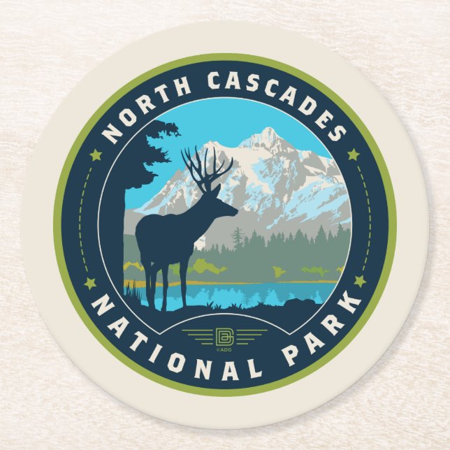 North Cascades National Park Round Paper Coaster (Front)