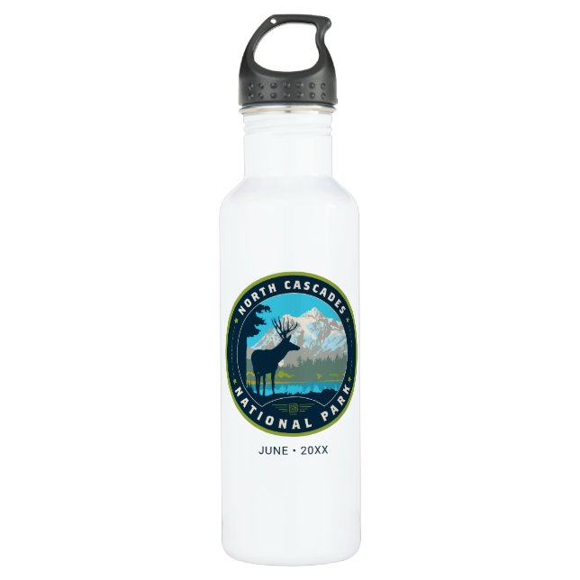 North Cascades National Park Stainless Steel Water Bottle (Front)