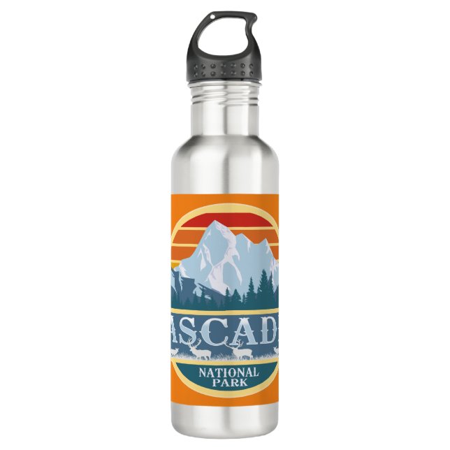 North Cascades National Park Stainless Steel Water Bottle (Front)