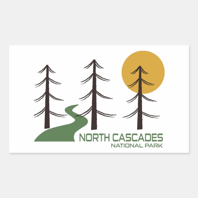North Cascades National Park Trail Rectangular Sticker (Front)