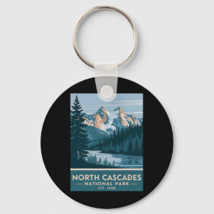 North Cascades National Park Vintage Camping Men W Keychain
