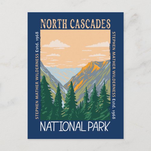 North Cascades National Park Vintage Distressed Postcard