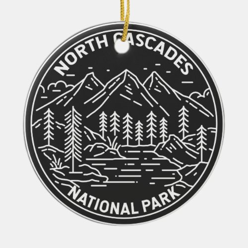 North Cascades National Park Washington Monoline  Ceramic Ornament