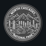 North Cascades National Park Washington Monoline  Magnet<br><div class="desc">North Cascades monoline design. The park consists of a northern and southern section,  bisected by the Skagit River that flows through the reservoirs of Ross Lake National Recreation Area.</div>