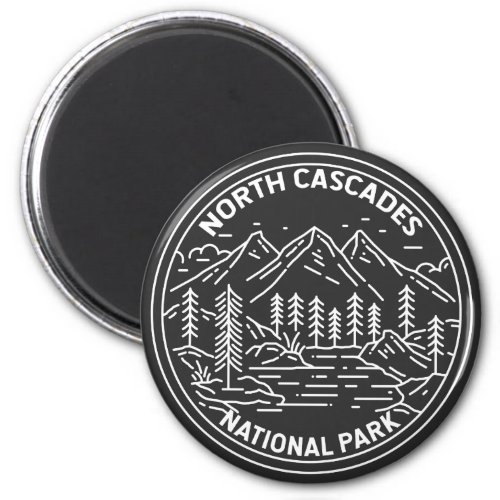 North Cascades National Park Washington Monoline  Magnet