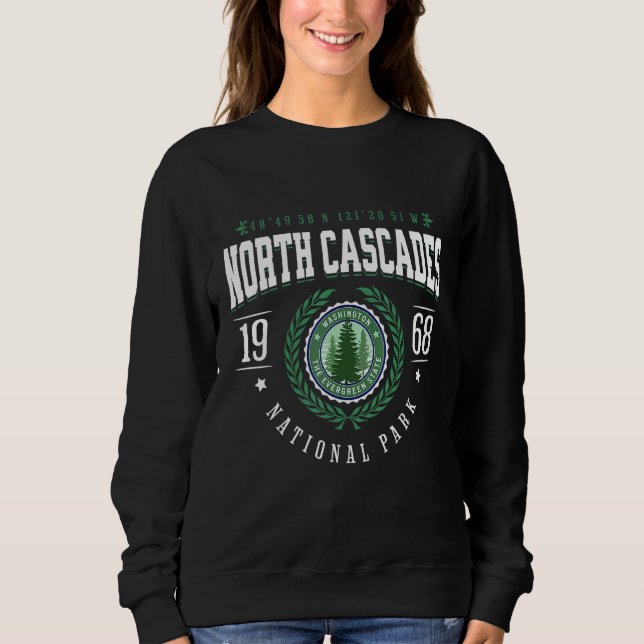 North Cascades National Park Washington Pine Tree  Sweatshirt (Front)