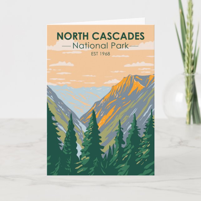North Cascades National Park Washington Vintage Card (Front)