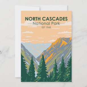 North Cascades National Park Washington Vintage Holiday Card
