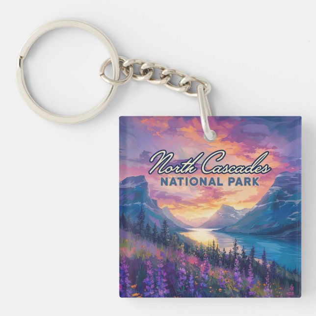 North Cascades National Park Washington Vintage Keychain (Front)