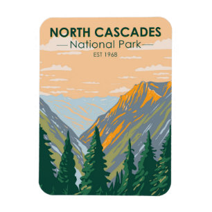 North Cascades National Park Washington Vintage Magnet