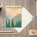 North Cascades National Park Washington Vintage Postcard<br><div class="desc">North Cascades vector artwork design. The park consists of a northern and southern section,  bisected by the Skagit River that flows through the reservoirs of Ross Lake National Recreation Area.</div>