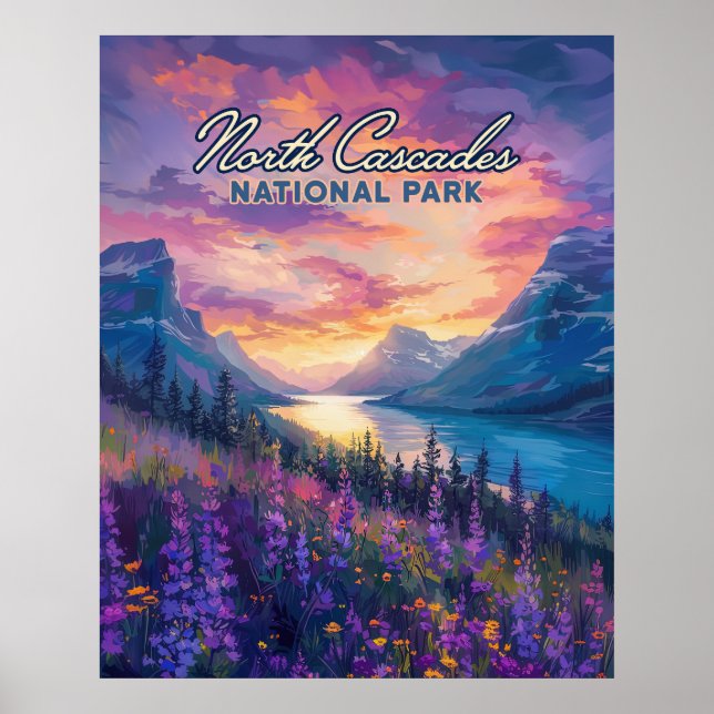 North Cascades National Park Washington Vintage Poster (Front)