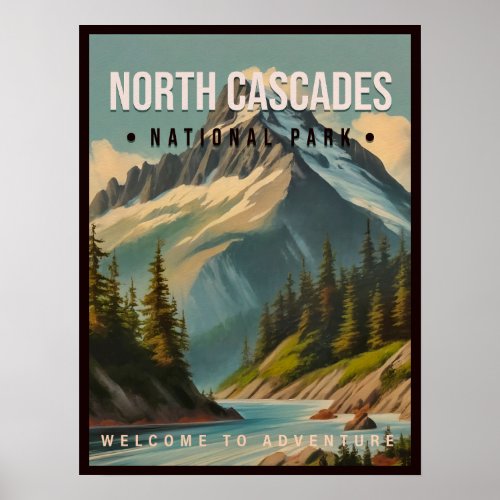North Cascades National Park Washington Vintage Poster