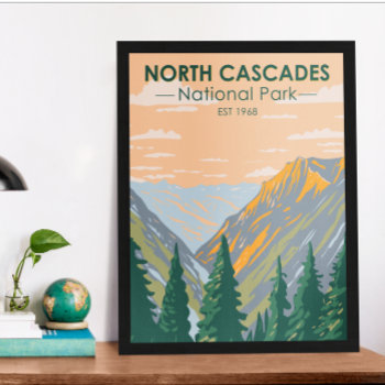 North Cascades National Park Washington Vintage Poster by Kris_and_Friends at Zazzle