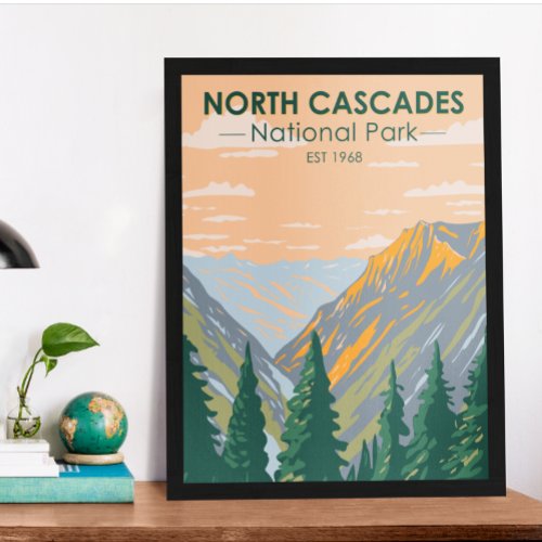 North Cascades National Park Washington Vintage Poster