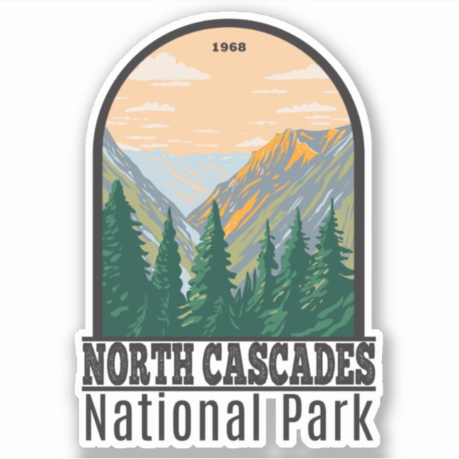 North Cascades National Park Washington Vintage Sticker (Front)
