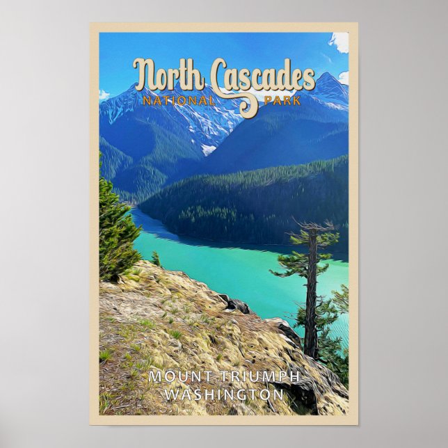 North Cascades National Park Washington Watercolor Poster (Front)